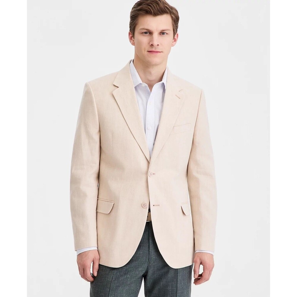 $295 NEW NAUTICA MENS 42L TAN HERRINGBONE MODERN BLAZER SPORT COAT SUIT JACKET
